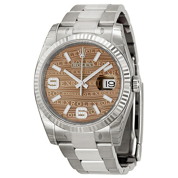 Rolex Oyster Perpetual 36 mm Bronze Wave Dial Stainless Steel Bracelet Automatic Unisex Watch #116234BRWJSDAO - Watches of America