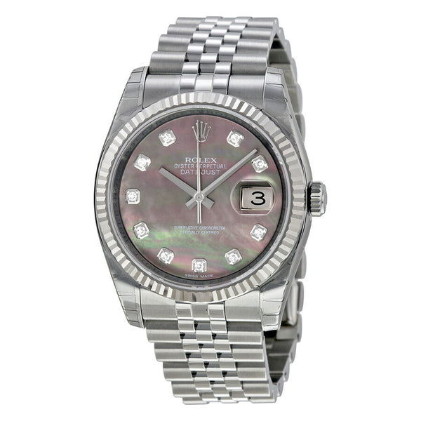 Rolex Oyster Perpetual 36 mm Dark Mother of Pearl Dial Stainless Steel Jubilee Bracelet Automatic Men's Watch #116234BKMDJ - Watches of America