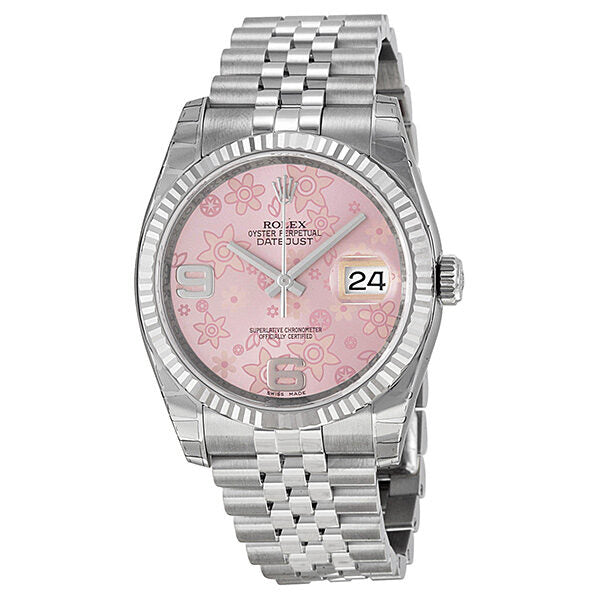 Rolex Oyster Perpetual 36 mm Pink Floral Dial Stainless Steel Jubilee Bracelet Automatic Ladies Watch 116234PAFJ#116234PKAFJ - Watches of America