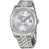 Rolex Oyster Perpetual 36 mm Rhodium Dial Stainless Steel Jubilee Bracelet Automatic Men's Watch #116234RDJ - Watches of America
