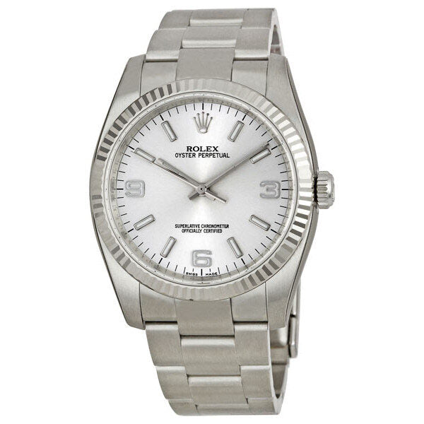 Rolex Oyster Perpetual 36 mm Silver Dial Stainless Steel Bracelet Automatic Men's Watch #116034SASO - Watches of America