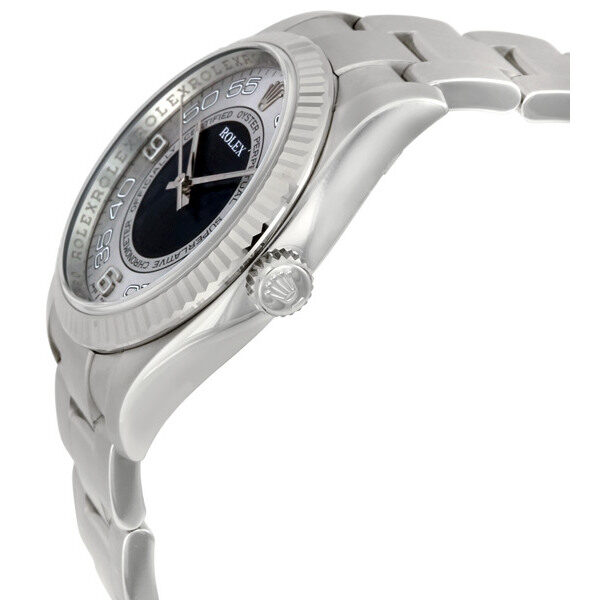 Rolex Oyster Perpetual 36 mm Silver Dial With Blue Center Dial Stainless Steel Bracelet Automatic Men's Watch #116034SBLAO - Watches of America #2