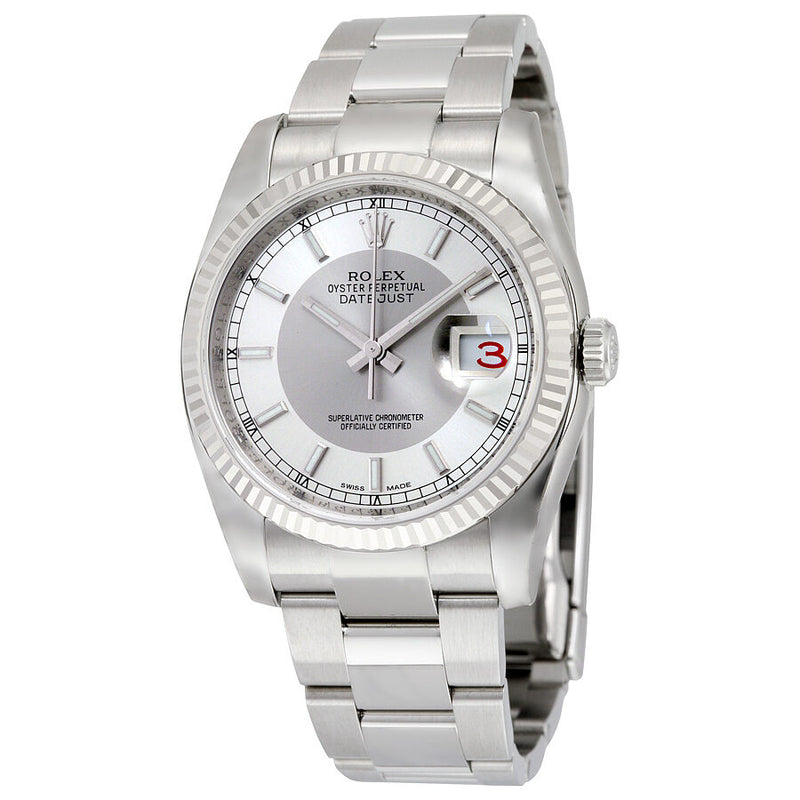 Rolex Oyster Perpetual 36 mm Silver Rhodium Dial Stainless Steel Bracelet Automatic Ladies Watch #116234SRSO - Watches of America