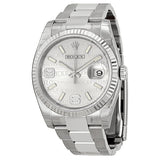 Rolex Oyster Perpetual 36 mm Silver Wave Dial Stainless Steel Bracelet Automatic Unisex Watch #116234SWJSDAO - Watches of America