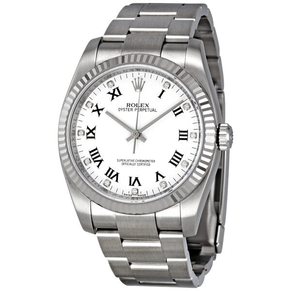 Rolex Oyster Perpetual 36 mm White Dial Stainless Steel Bracelet Automatic Men's Watch #116034WDO - Watches of America