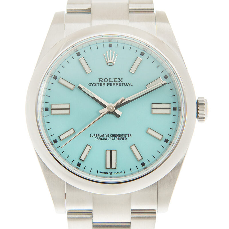 Rolex Oyster Perpetual 41 Automatic Turquoise Blue Dial Men's Watch #124300TQBLSO - Watches of America