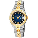 Rolex Oyster Perpetual Blue Vignette Dial Automatic Ladies Stainless Steel and 18K Yellow Gold Diamond Watch #179173BLVDJ - Watches of America
