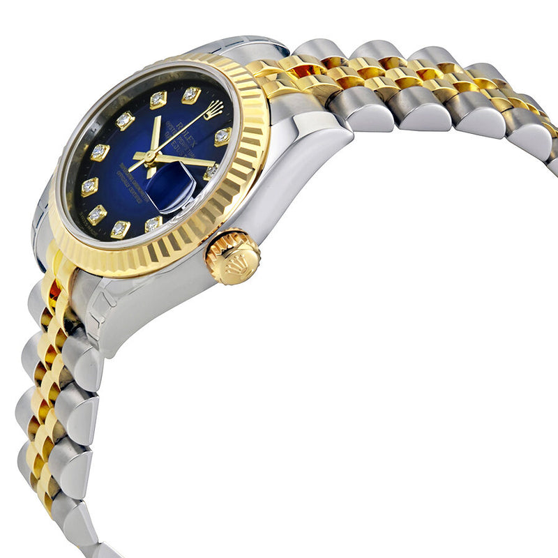 Rolex Oyster Perpetual Blue Vignette Dial Automatic Ladies Stainless Steel and 18K Yellow Gold Diamond Watch #179173BLVDJ - Watches of America #2