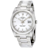 Rolex Oyster Perpetual Date 34 White Dial Stainless Steel Bracelet Automatic Men's Watch #115200WSO - Watches of America