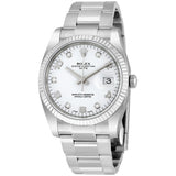 Rolex Oyster Perpetual Date 34 White Dial Stainless Steel Bracelet Automatic Men's Watch #115234WADO - Watches of America