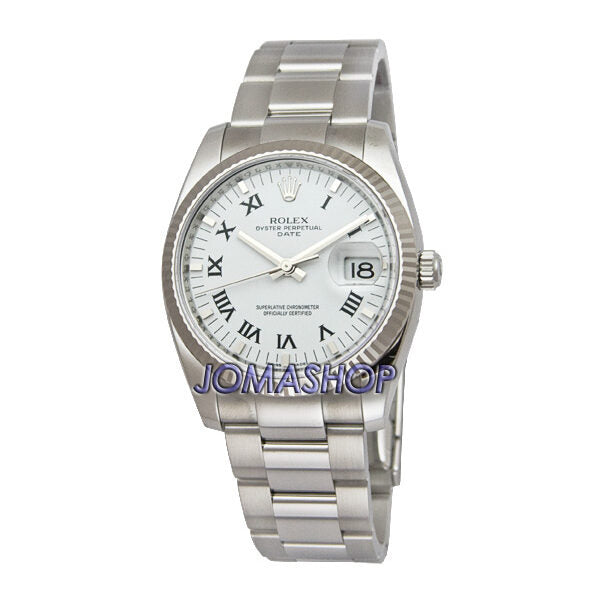 Rolex Oyster Perpetual Date 34 White Dial Stainless Steel Bracelet Automatic Men's Watch #115234WRO - Watches of America