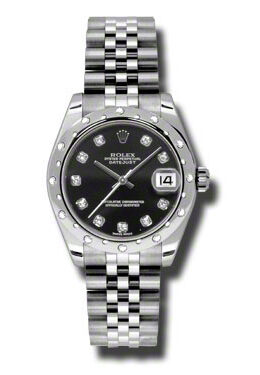 Rolex Oyster Perpetual Datejust 31 Black Dial Stainless Steel Jubilee Bracelet Automatic Ladies Watch #178344BKDJ - Watches of America