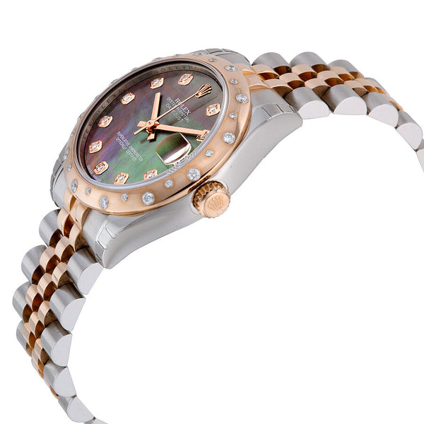 Rolex Oyster Perpetual Datejust 31 Black Mother of Pearl Dial Stainless Steel and 18K Everose Gold Jubilee Bracelet Automatic Ladies Watch #178341BKMDJ - Watches of America #2