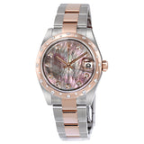 Rolex Oyster Perpetual Datejust 31 Black Mother of Pearl Dial Stainless Steel and 18K Everose Gold Bracelet Automatic Ladies Watch BKMDO#178341 - Watches of America