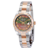 Rolex Oyster Perpetual Datejust 31 Black Mother of Pearl Dial Stainless Steel and 18K Everose Gold Bracelet Automatic Ladies Watch #178341BKMRO - Watches of America