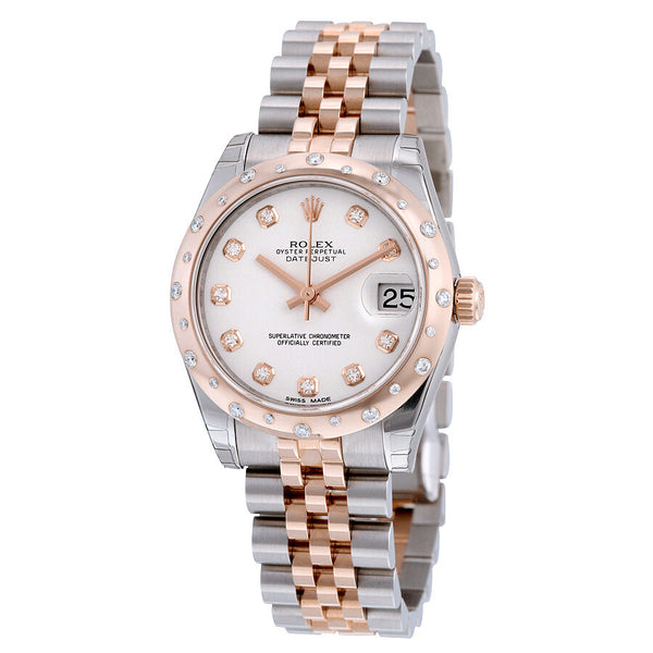 Rolex Oyster Perpetual Datejust 31 White Dial Stainless Steel and 18K Everose Gold Jubilee Bracelet Automatic Ladies Watch #178341WDJ - Watches of America