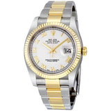 Rolex Oyster Perpetual Datejust 36 Automatic White Dial Stainless Steel and 18kt Yellow Gold Bracelet Men's Watch #116233WRO - Watches of America