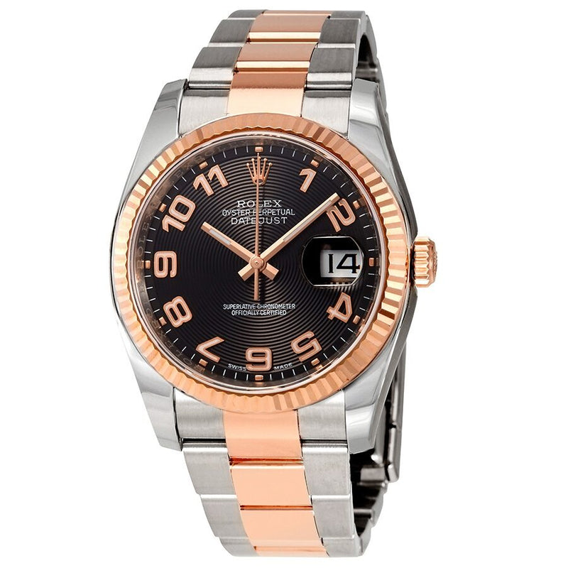 Rolex Oyster Perpetual Datejust 36 Black Concentric Dial Stainless Steel and 18K Everose Gold Bracelet Automatic Men's Watch #116231BKCAO - Watches of America