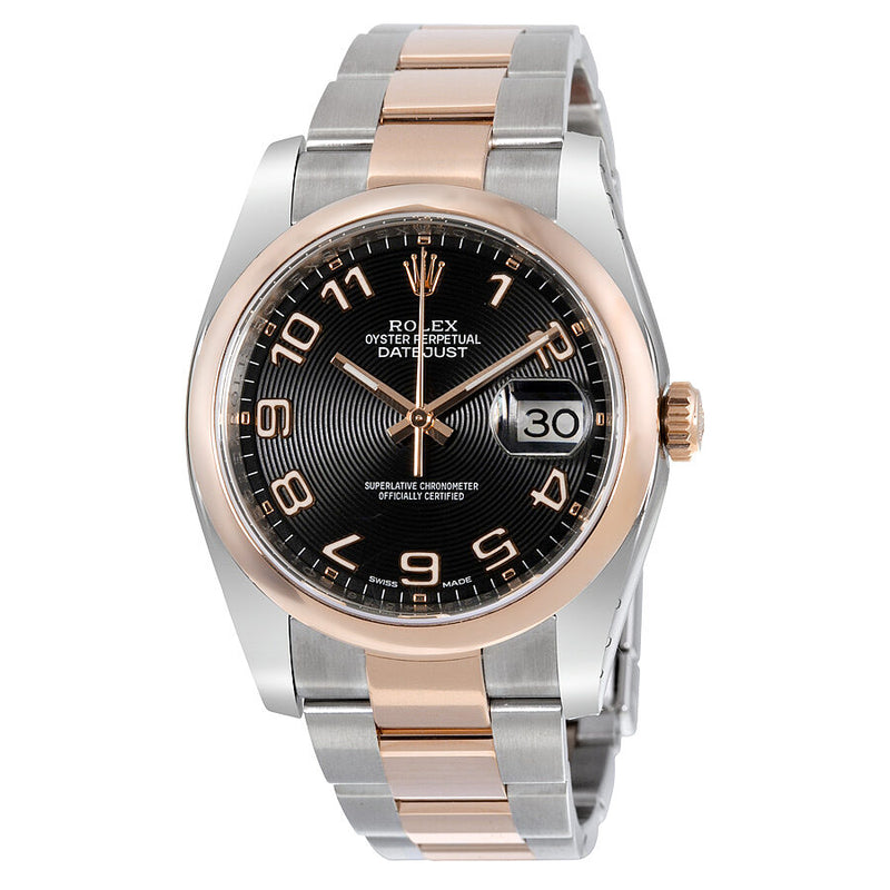 Rolex Oyster Perpetual Datejust 36 Black Concentric Dial Stainless Steel and 18K Everose Gold Bracelet Automatic Men's Watch #116201BKCAO - Watches of America