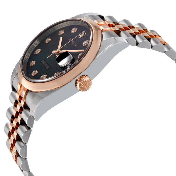 Rolex Oyster Perpetual Datejust 36 Black Dial Stainless Steel and 18K Everose Gold Jubilee Bracelet Automatic Men's Watch #116201BKJDJ - Watches of America #2