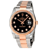 Rolex Oyster Perpetual Datejust 36 Black Dial Stainless Steel and 18K Everose Gold Bracelet Automatic Men's Watch #116231BKDO - Watches of America
