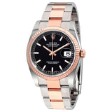 Rolex Oyster Perpetual Datejust 36 Black Dial Stainless Steel and 18K Everose Gold Bracelet Automatic Men's Watch #116231BKSO - Watches of America