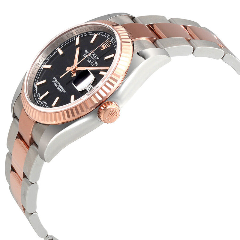 Rolex Oyster Perpetual Datejust 36 Black Dial Stainless Steel and 18K Everose Gold Bracelet Automatic Men's Watch #116231BKSO - Watches of America #2