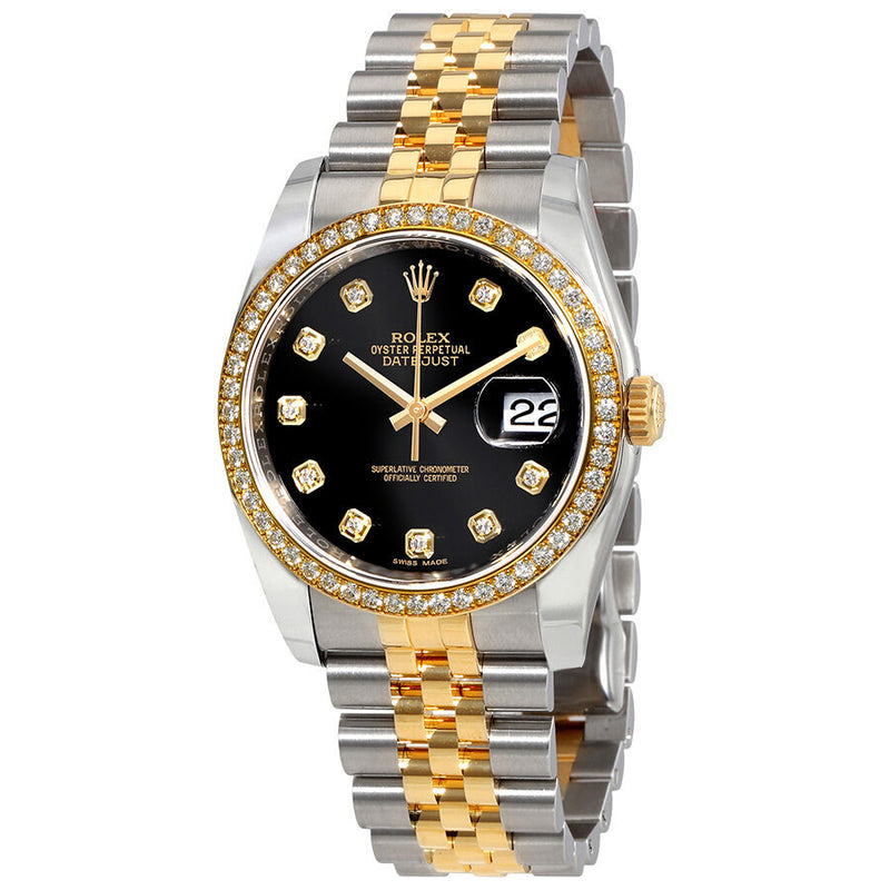 Rolex Oyster Perpetual Datejust 36 Black Dial Stainless Steel and 18K Yellow Gold Jubilee Bracelet Automatic Ladies Watch #116243BKDJ - Watches of America