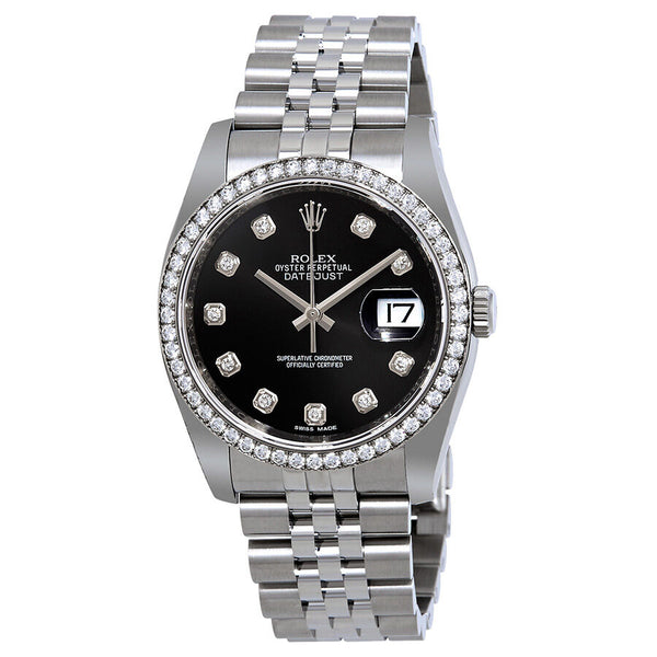 Rolex Oyster Perpetual Datejust 36 Black Dial Stainless Steel Jubilee Bracelet Automatic Ladies Watch #116244BKDJ - Watches of America