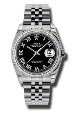 Rolex Oyster Perpetual Datejust 36 Black Dial Stainless Steel Jubilee Bracelet Automatic Ladies Watch #116244BKRJ - Watches of America