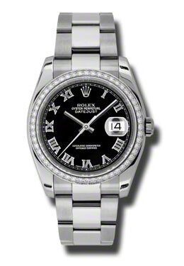 Rolex Oyster Perpetual Datejust 36 Black Dial Stainless Steel Bracelet Automatic Ladies Watch #116244BKRO - Watches of America