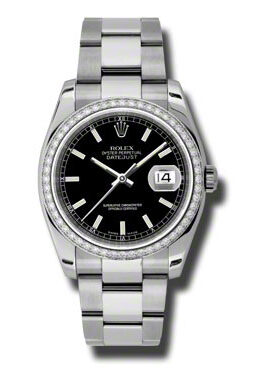 Rolex Oyster Perpetual Datejust 36 Black Dial Stainless Steel Bracelet Automatic Ladies Watch #116244BKSO - Watches of America