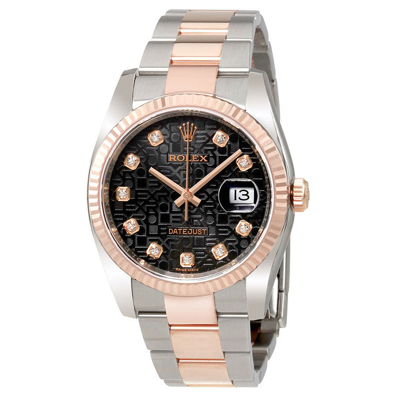 Rolex Oyster Perpetual Datejust 36 Black Dial Stainless Steel and 18K Everose Gold Bracelet Automatic Men's Watch #116231BKJDO - Watches of America