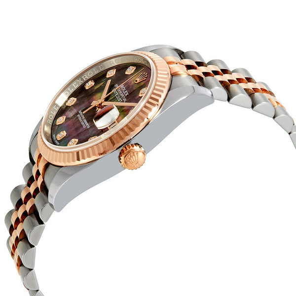 Rolex Oyster Perpetual Datejust 36 Black Mother of Pearl Dial Stainless Steel and 18K Everose Gold Jubilee Bracelet Automatic Ladies Watch #116231BKMDJ - Watches of America #2