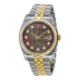 Rolex Oyster Perpetual Datejust 36 Black Mother of Pearl Dial Stainless Steel and 18K Yellow Gold Jubilee Bracelet Automatic Men's Watch #116233BKMDJ - Watches of America
