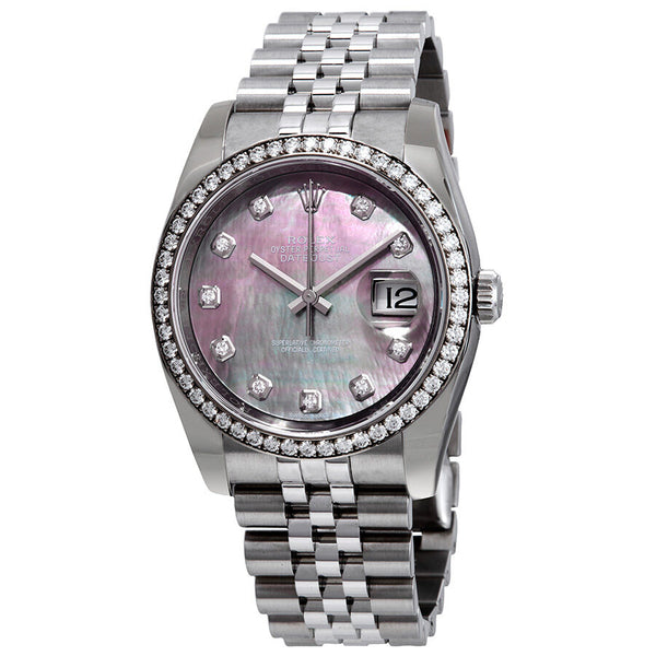 Rolex Oyster Perpetual Datejust 36 Black Mother of Pearl Dial Stainless Steel Jubilee Bracelet Automatic Men's Watch #116244BMDJ - Watches of America