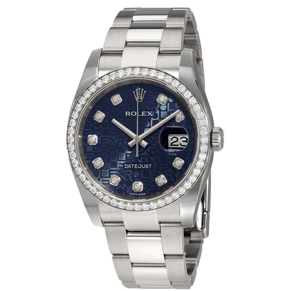 Rolex Oyster Perpetual Datejust 36 Blue Dial Stainless Steel Bracelet Automatic Ladies Watch #116244BLJDO - Watches of America