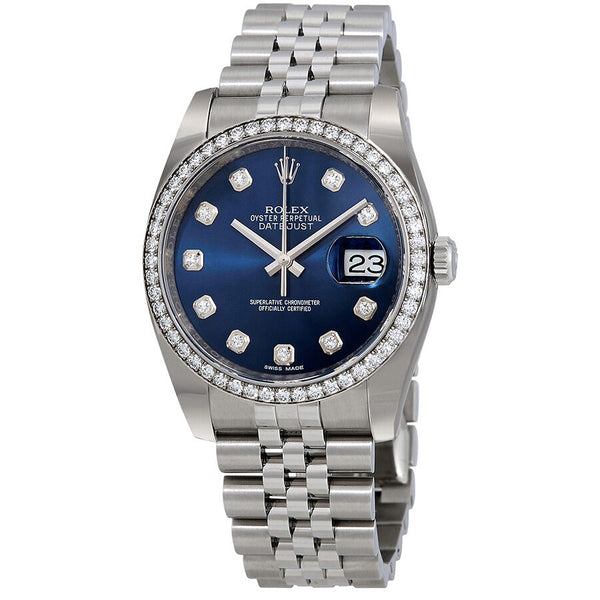 Rolex Oyster Perpetual Datejust 36 Blue Dial Stainless Steel Jubilee Bracelet Automatic Ladies Watch #116244BLDJ - Watches of America
