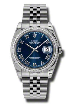 Rolex Oyster Perpetual Datejust 36 Blue Dial Stainless Steel Jubilee Bracelet Automatic Men's Watch #116244BLRJ - Watches of America