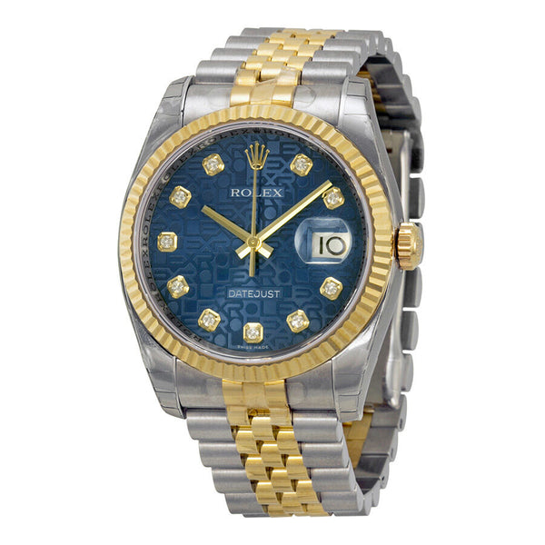 Rolex Oyster Perpetual Datejust 36 Blue Dial Stainless Steel and 18K Yellow Gold Jubilee Bracelet Automatic Men's Watch #116233BLJDJ - Watches of America