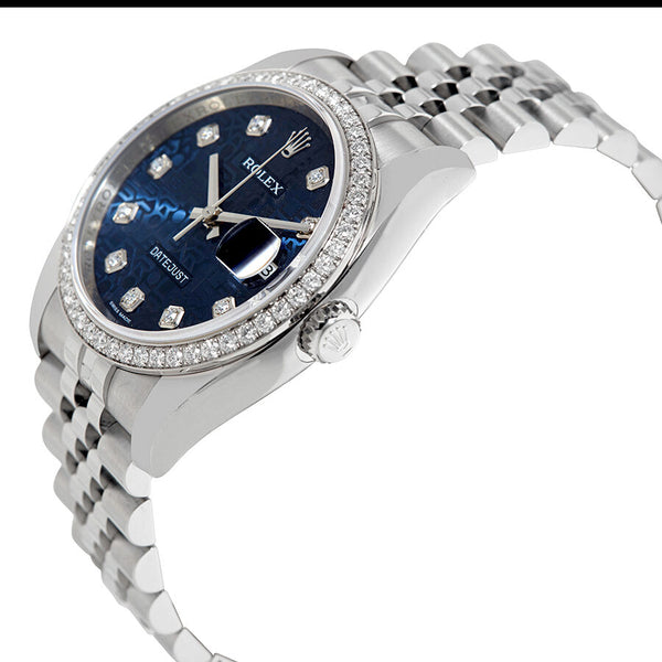 Rolex Oyster Perpetual Datejust 36 Blue Dial Stainless Steel Jubilee Bracelet Automatic Ladies Watch #116244BLJDJ - Watches of America #2