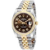 Rolex Oyster Perpetual Datejust 36 Brown Dial Stainless Steel and 18K Yellow Gold Jubilee Bracelet Automatic Men's Watch #116233BRAJ - Watches of America