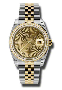Rolex Oyster Perpetual Datejust 36 Champagne Dial Stainless Steel and 18K Yellow Gold Jubilee Bracelet Automatic Ladies Watch #116243CSBRJ - Watches of America