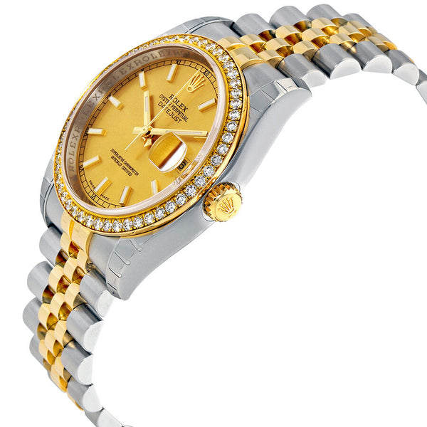 Rolex Oyster Perpetual Datejust 36 Champagne Dial Stainless Steel and 18K Yellow Gold Jubilee Bracelet Automatic Ladies Watch #116243CSJ - Watches of America #2