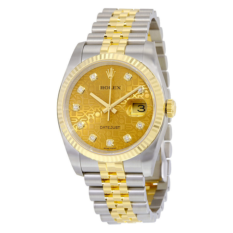 Rolex Oyster Perpetual Datejust 36 Champagne Dial Stainless Steel and 18K Yellow Gold Jubilee Bracelet Automatic Men's Watch #116233CJDJ - Watches of America