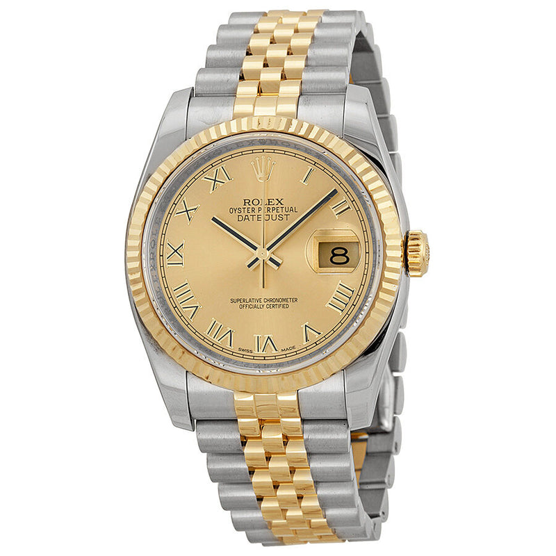 Rolex Oyster Perpetual Datejust 36 Champagne Dial Stainless Steel and 18K Yellow Gold Jubilee Bracelet Automatic Men's Watch 116233CRJ#116233CHRJ - Watches of America
