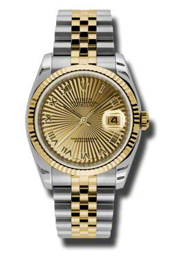 Rolex Oyster Perpetual Datejust 36 Champagne Dial Stainless Steel and 18K Yellow Gold Jubilee Bracelet Automatic Men's Watch #116233CSBRJ - Watches of America