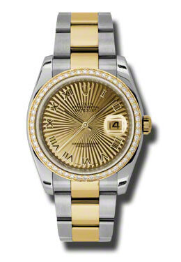 Rolex Oyster Perpetual Datejust 36 Champagne Dial Stainless Steel and 18K Yellow Gold Bracelet Automatic Ladies Watch #116243CSBRO - Watches of America