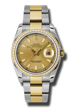 Rolex Oyster Perpetual Datejust 36 Champagne Dial Stainless Steel and 18K Yellow Gold Bracelet Automatic Ladies Watch #116243CSO - Watches of America