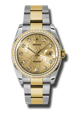 Rolex Oyster Perpetual Datejust 36 Champagne Dial Stainless Steel and 18K Yellow Gold Bracelet Automatic Ladies Watch #116243CJDO - Watches of America